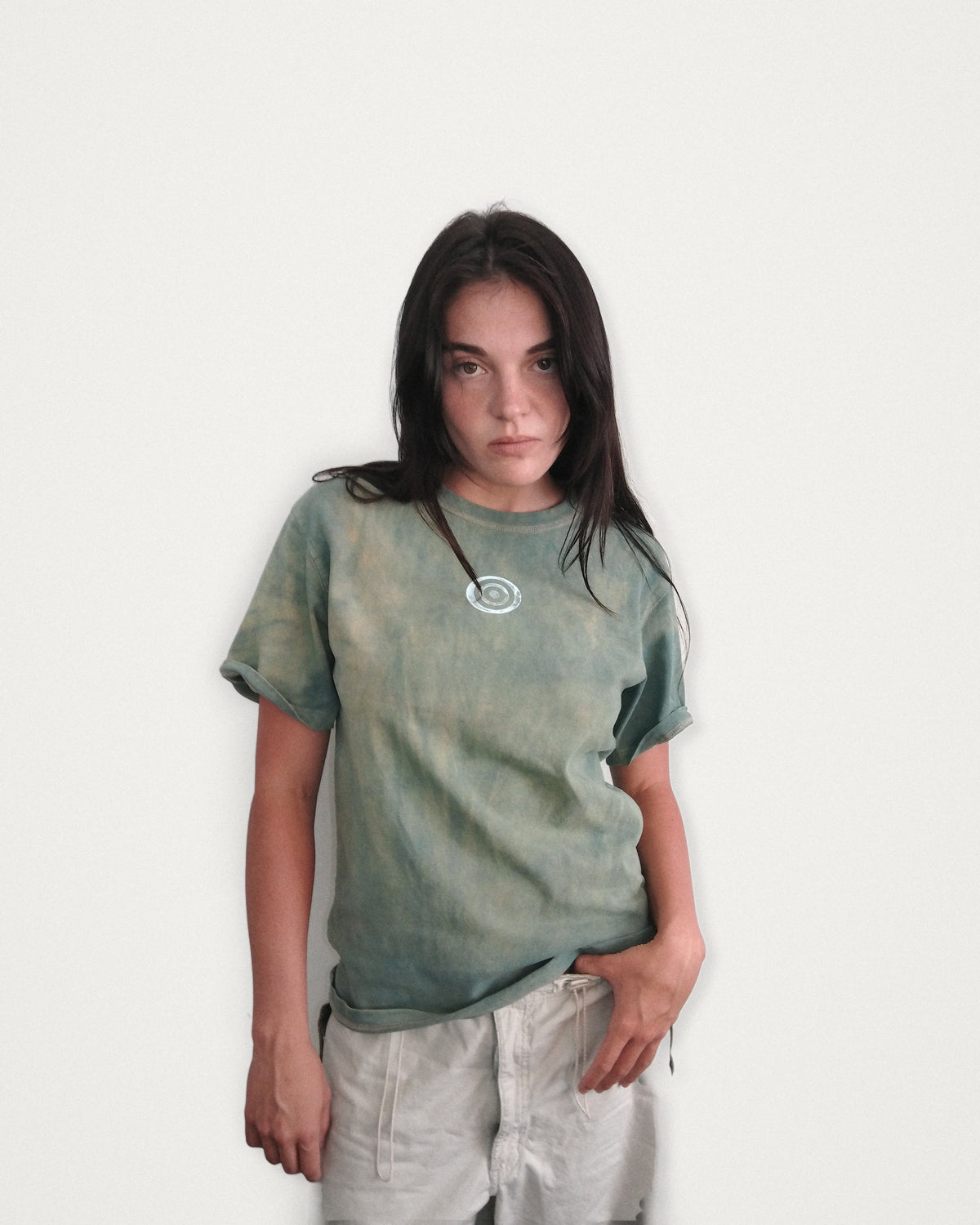 1/1 - Faint Moss + White Logo (Baggy Tee)